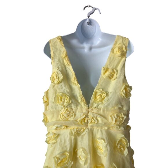 Lulus Exceptional Entrance Yellow Dress With Rosette Details Tiered Skirt XL - Picture 5 of 9